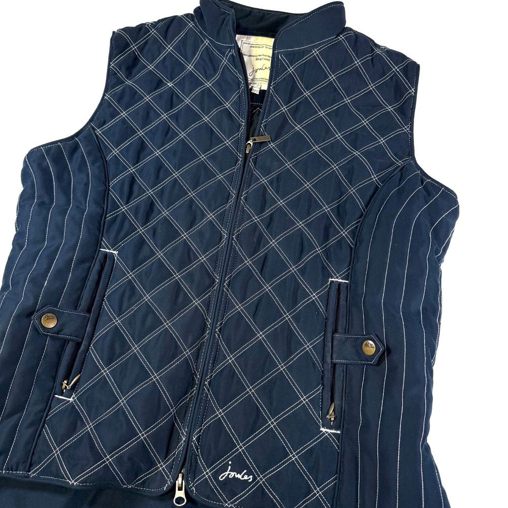 Joules Nimba Quilted Vest Women's Size 10 Jet Navy Lining Pockets